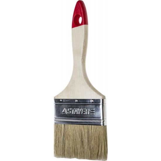 Кисть плоская STAYER, натуральная щетина, деревянная ручка