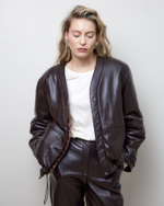 Куртка двухсторонняя из шерсти Стелла Маккартни и искусственной кожи шоколад