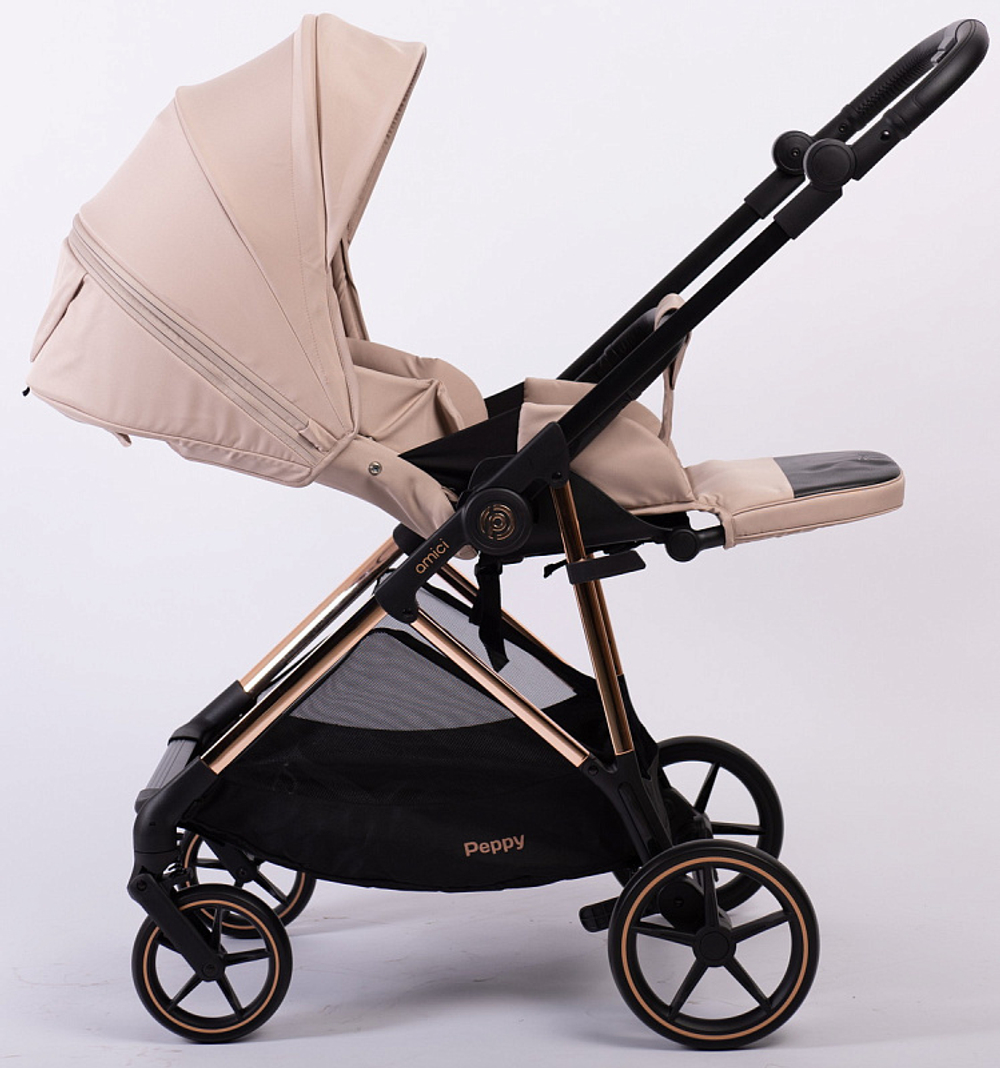 Прогулочная коляска Peppy Amici Beige рама Gold