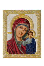 Казанская БМ, икона прямоугольная без рамки, античная 180х230