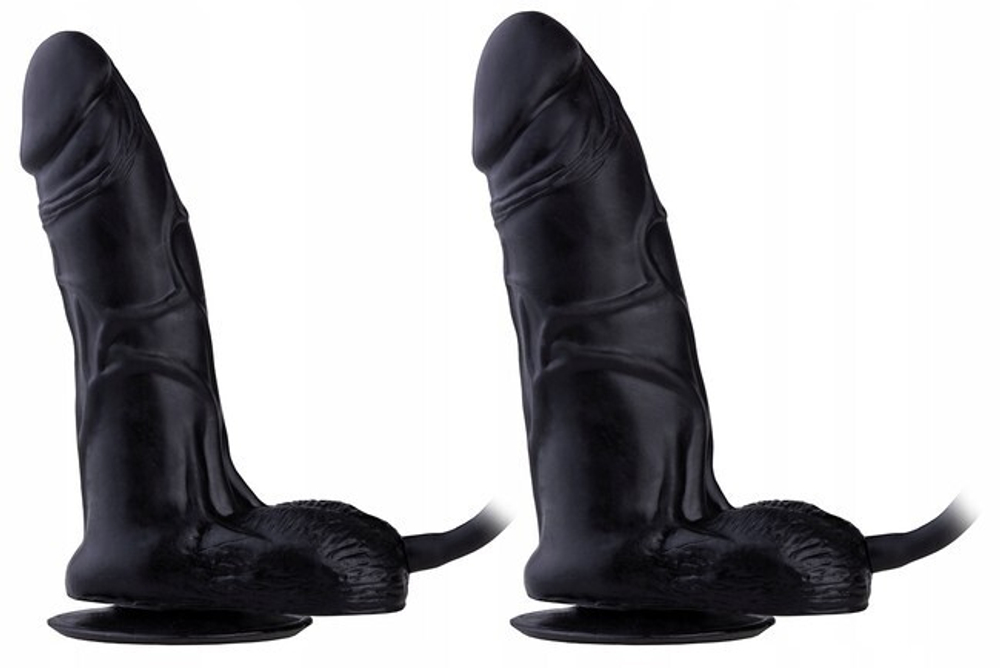 Реалистичный надувной фаллос на присоске черного цвета (Цвет: черный)