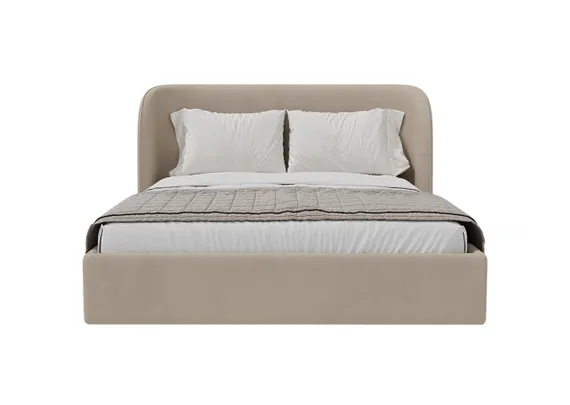 Кровать с подъемным механизмом Classic 160 см (бежевый, велюр)