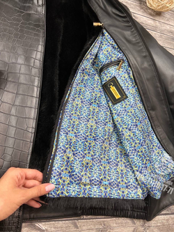 Меховая куртка со вставками кожи крокодила Zilli