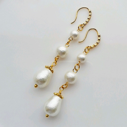 Свадебные длинные серьги жемчугом "Нежная любовь"