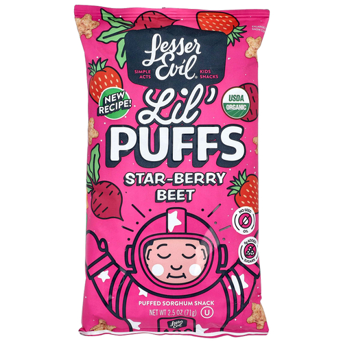 LesserEvil, Lil 'Puffs, свекла с ягодами, 71 г (2,5 унции)