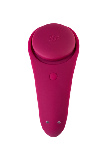 Вибровкладыш в трусики Satisfyer Sexy Secret Connect App, силикон, бордовый, 8,5 см