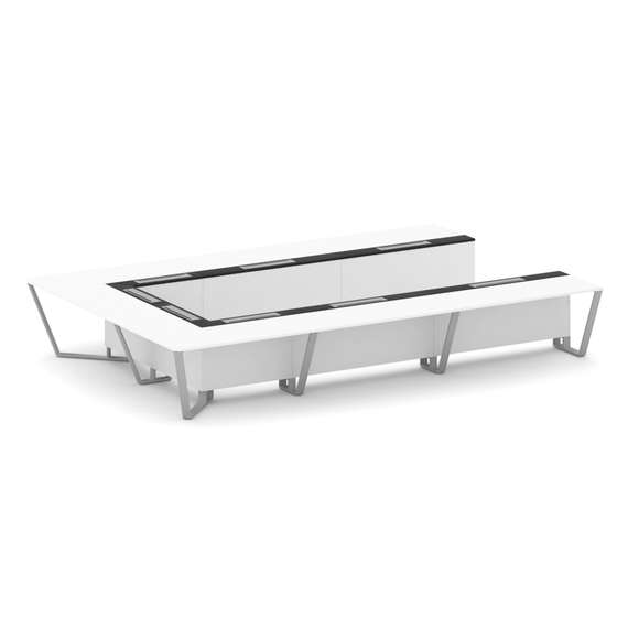 Steel Meet Стол переговорный П-образный KMK-PR.B.SP-15P Белый Бриллиант/Графит Глянец/Металл Серый 4