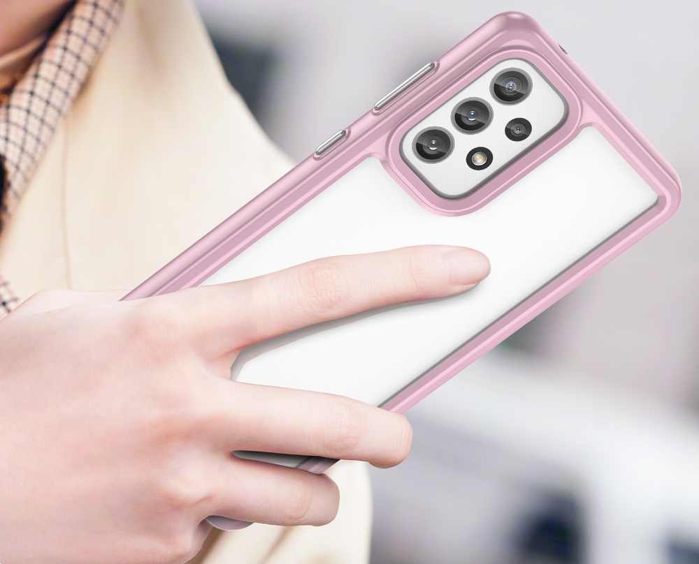 Усиленный противоударный чехол с розовыми рамками для Samsung Galaxy A73 5G с 2022 года, мягкий отклик кнопок