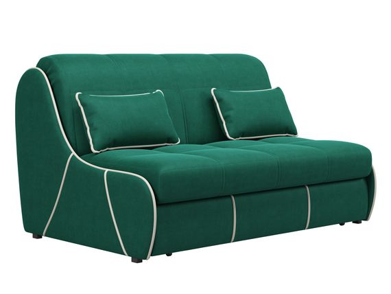 Диван Рио 1,2  - Велютто/Velutto  33 изумрудный/кант кожзам Есо 276 бежевый