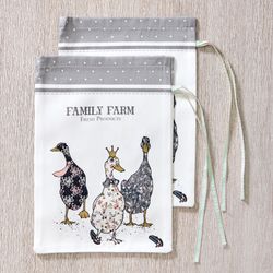 НАБОР МЕШОЧКОВ ИЗ 2-Х ШТ "FAMILY FARM" 20Х29СМ,100% ХЛОПОК,СЕРЫЙ,ТВИЛ,ПРОПИТКА