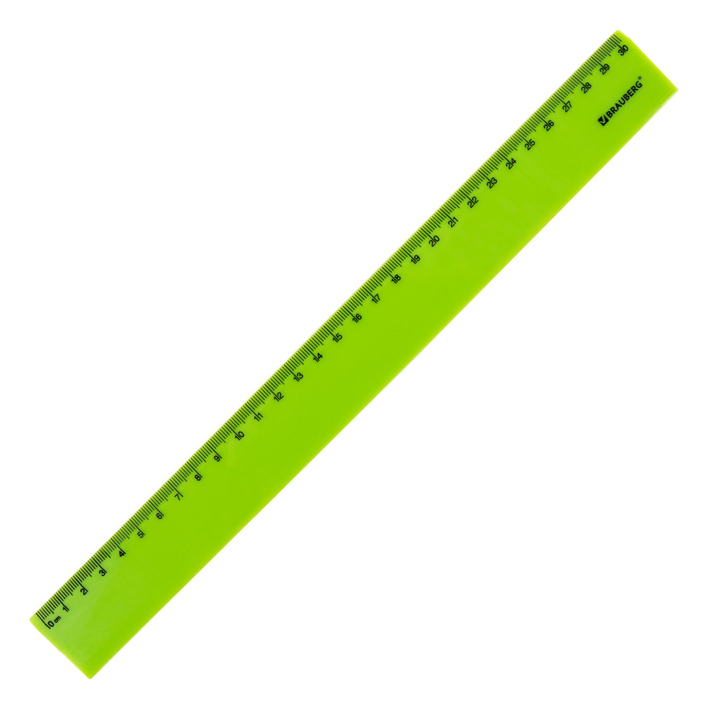 Линейка пластиковая 30 см BRAUBERG "NEON" непрозрачная ассорти (24 штуки в упаковке)