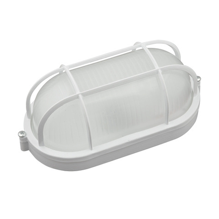 ULW-K24A 8W-4000K IP54 WHITE Светильник светодиодный влагозащищенный. Овал с решеткой. Белый свет 4000K. 600Лм. 210Х105х85 мм. Корпус белый. ТМ Uniel