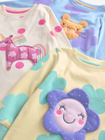 Пижама для девочки Next B51-447, 3 шт., Светло-желтый, Сиреневый