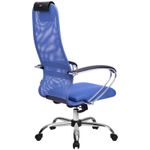 Кресло руководителя Метта SU-BK-8 CH, ткань-сетка синяя №23, спинка-сетка, топ-ган (101/003, 131/003)