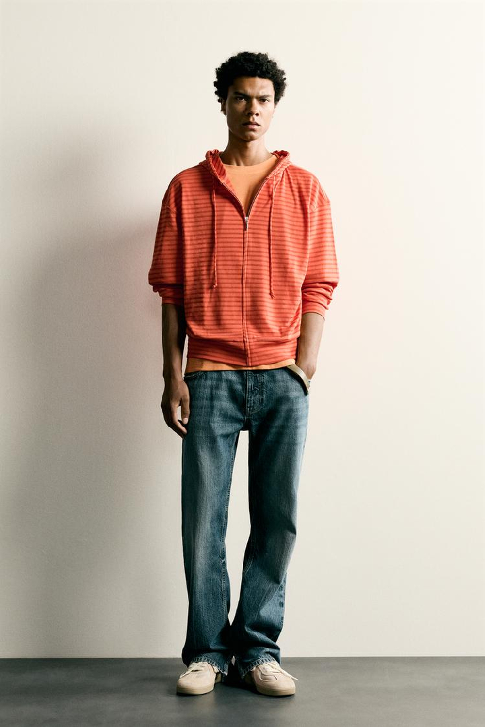 ZARA ХУДИ В ПОЛОСКУ, ОРАНЖЕВЫЙ