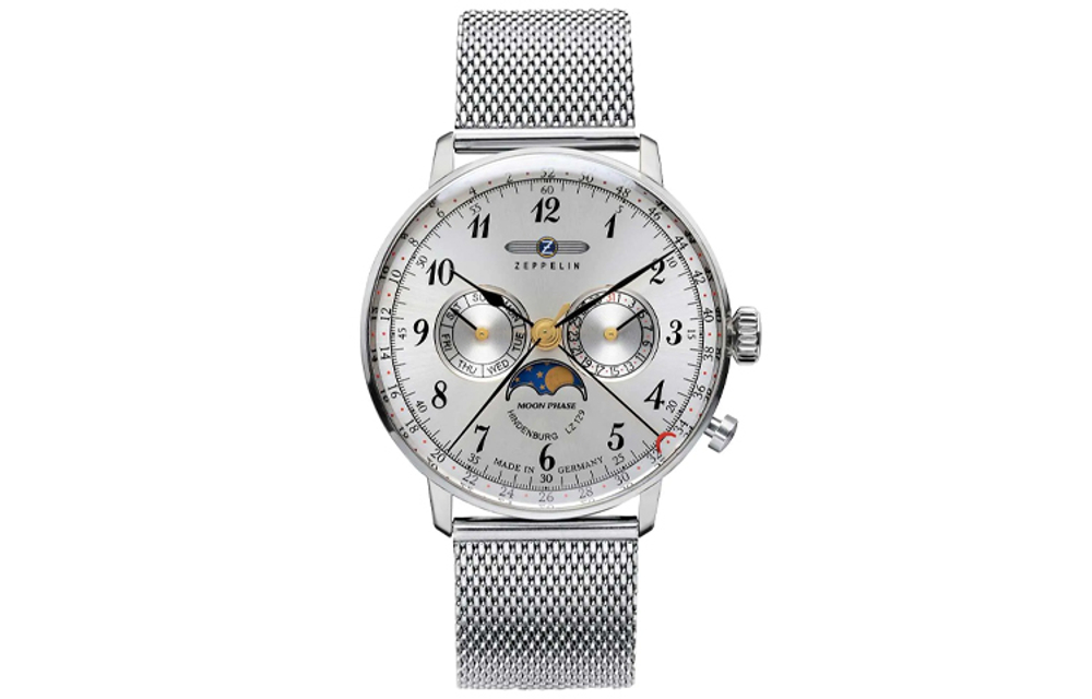 ZEPPELIN Quartz Movement 30m Water Resistance Men"s Watches Watch 40mm Silver Dial Stainless Steel Watch Case