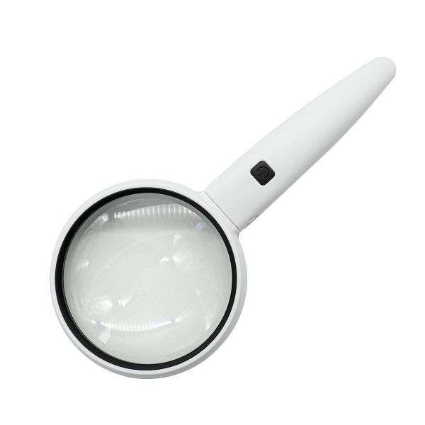 Лупа ручная 3.5х, диам. 90 мм, с подсветкой, 2 LED, цв. белый