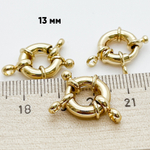 Замок-штурвал, цвет золото, размер 13 мм, цена за 1 шт