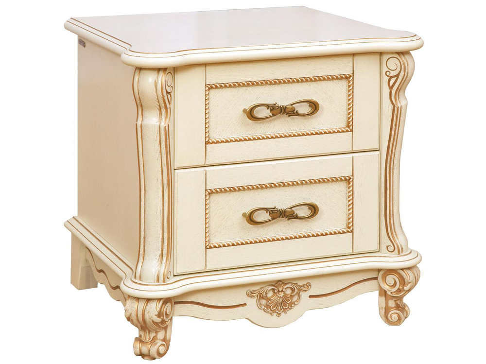 Тумба прикроватная "Алези" П1.350.1.20 Слоновая кость с золочением, Массив