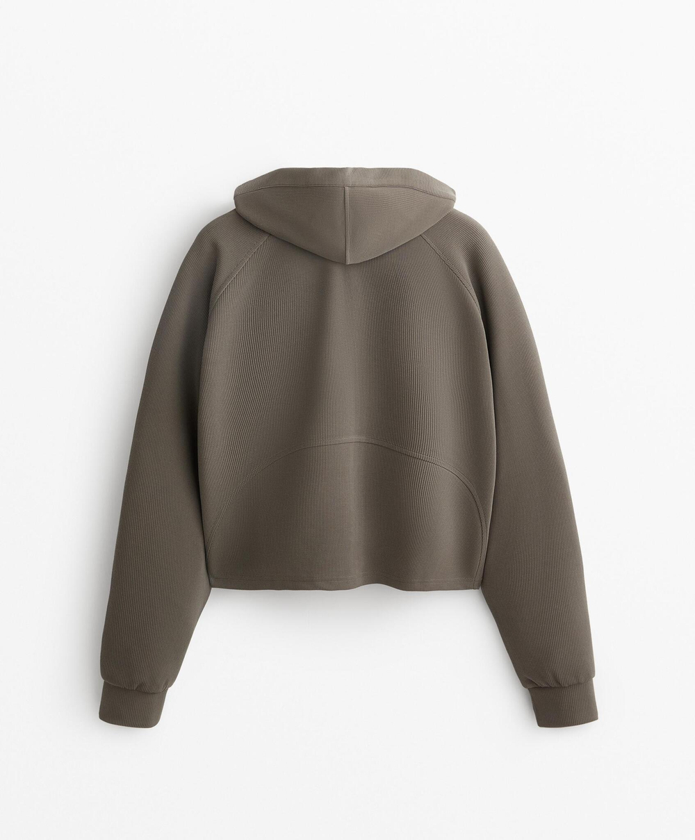 Oysho Толстовка с капюшоном в рубчик, угольный