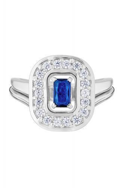 Кольцо сборное из серебра со вставками из выращенной синей шпинели и бесцветных фианитов
