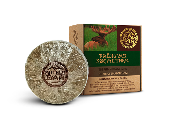 Твердый шампунь «С пантогематогеном» Алтын-Бай, (Восстановление и блеск), 60г.