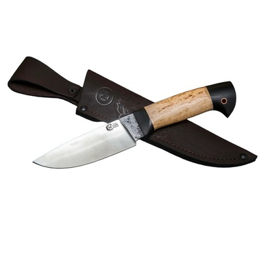 Нож кузница Семина Сокол, кован. ст.Х12МФ карельская береза, граб