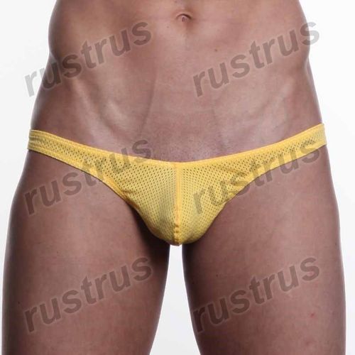 Мужские трусы стринги желтые WANGJIANG WG00065