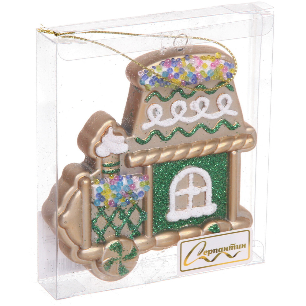 Ёлочная игрушка «Сказочный поезд» 9*1,5*10 см, зелёный