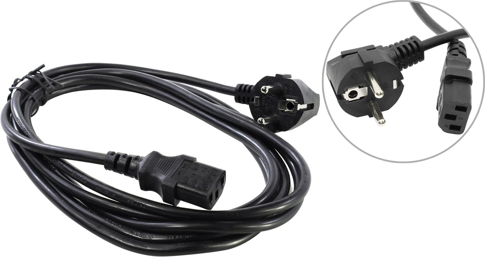 5bites &lt;VDE107530&gt; 3x0,75 Кабель компьютер - розетка 220V 3м Европейский стандарт, Г-образный