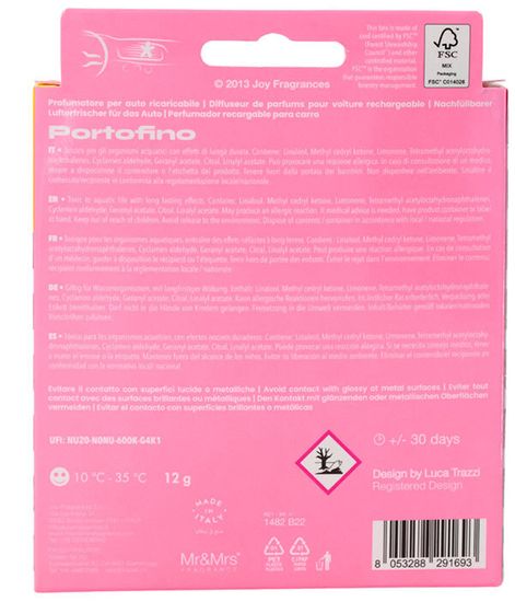 Ароматизатор для автомобиля NIKI FASHION PORTOFINO (Портофино), Mr&Mrs Fragrance