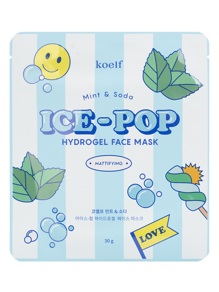 Маска гидрогелевая для лица Koelf Mint & Soda Ice-pop Hydrogel Face Mask Мята и газировка 30 г