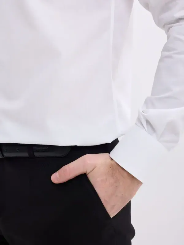 Рубашка на высокий рост LONG SLIM FIT с длинным рукавом, белая