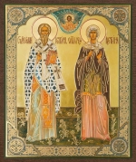 Икона "Киприан и Иустина" 10х12 на МДФ-6