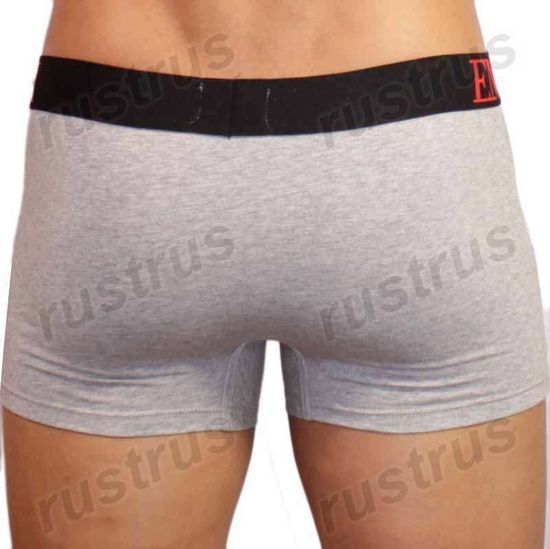 Мужские трусы боксеры серые Emporio Armani с красно-синей резинкой