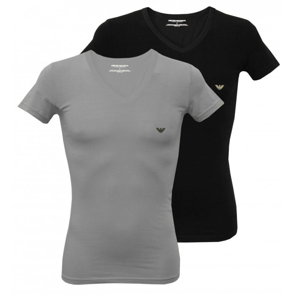 Набор мужских футболок V NECK 2в1 (черный, серый) Emporio Armani 111512_CC717 03320