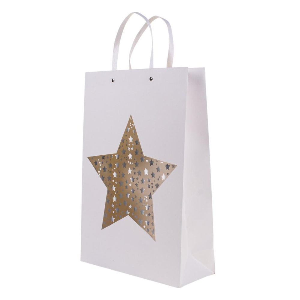 Пакет подарочный "Star" 44*31*12см, прозрач.окно в виде звезды с гологр.эфф.