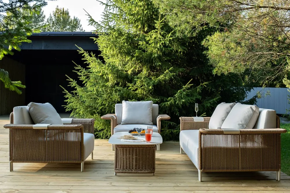 "Мальдивы" лаунж-зона из искусственного ротанга, цвет соломенный