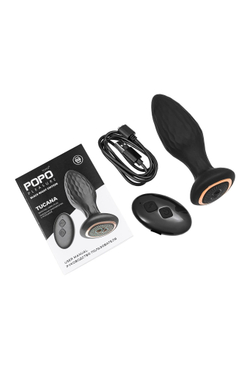 Черная анальная вибровтулка Tucana с ротацией и управлением через приложение