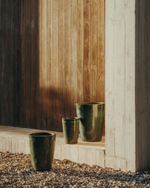 Rotja Набор из 3 терракотовых цветочных горшков с глазурованным синим цветом