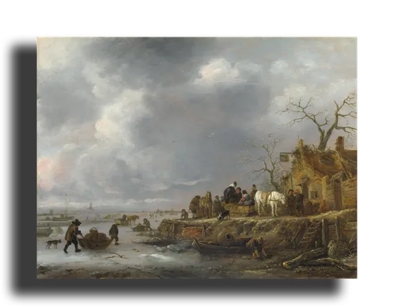 Репродукция "Исаак Янс ван Остаде - На замерзшей реке"