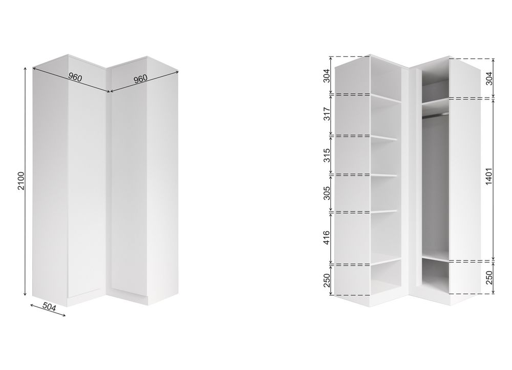 МС Мори Шкаф угловой МШУ 960.1