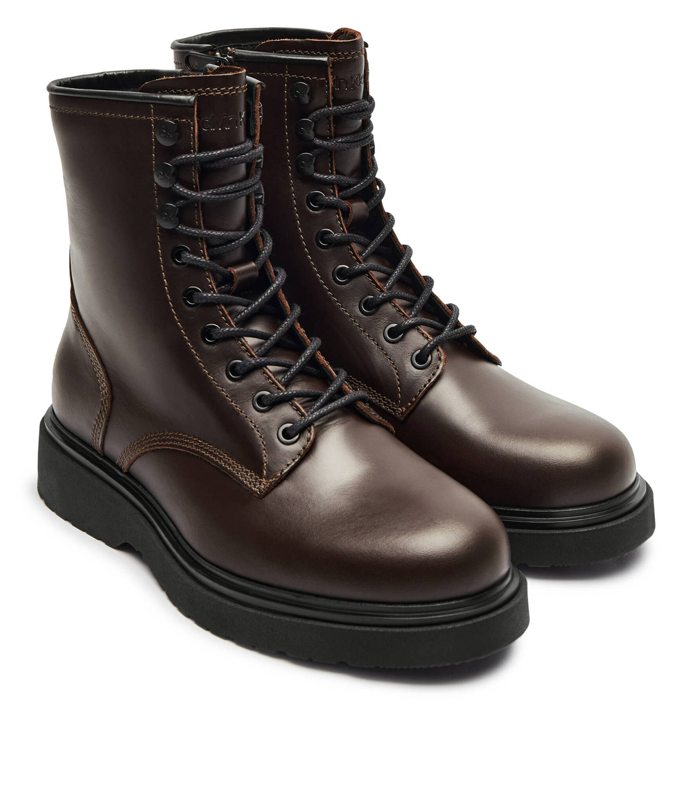 Кожаные высокие сапоги Calvin Klein - коричневый(HM0HM01575)