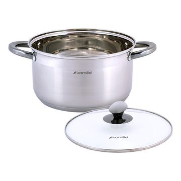 Кастрюля 5 л. из нержавеющей стали Kamille KM-4924 с черными ручками
