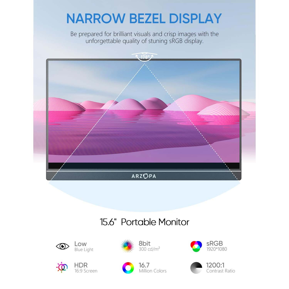 15,6" Портативный монитор с встроенной ножкой A1 FHD IPS 1920x1080, 60 Гц