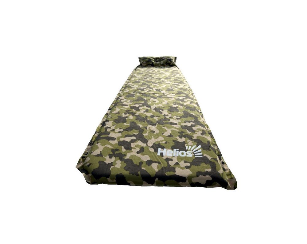 Коврик самонадувающийся Helios с подушкой КМФ 175х65х5 см (HS-005C)