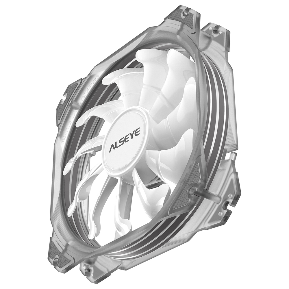 Вентилятор Alseye M120-P, 120мм, 1200rpm, 3-pin+Molex, прозрачный-белый/RGB, 46.6CFM, 20.4дБ, антивибропрокладки (AS.04.01.0001)