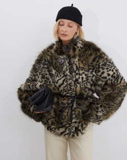 Шуба из искусственного меха Стелла Маккартни с принтом рысь