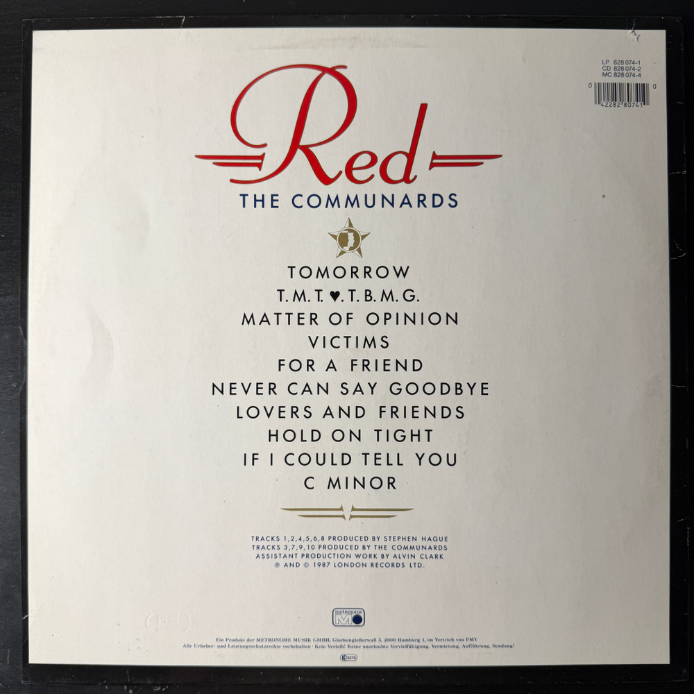 The Communards ‎– Red (Германия 1987г.) Т