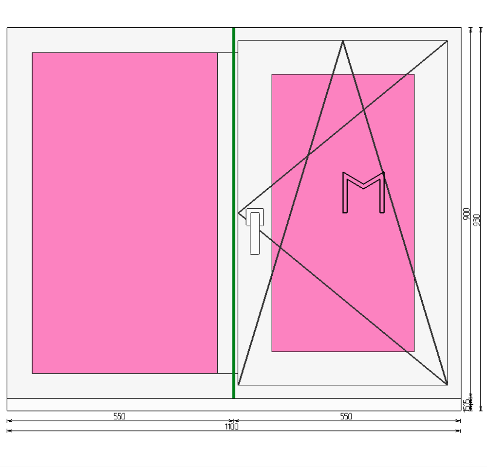Пластиковое окно 900 х 1100 ТермА Эко + Москитная сетка